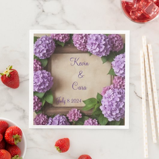 Lila und rosa Hydrangeas Serviette (Beispiel)