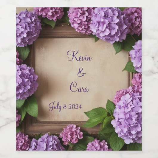 Lila und rosa Hydrangeas Weinetikett (Einzelnes Label)