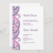Lila und rosa Indian Paisley Brautparty Einladung (Vorne/Hinten)