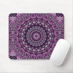Lila und rosa kaleidoskopisches Medaillonmuster Mousepad