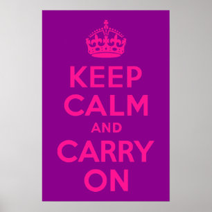 Lila und Rosa Keep Calm und Mach Weiter Poster