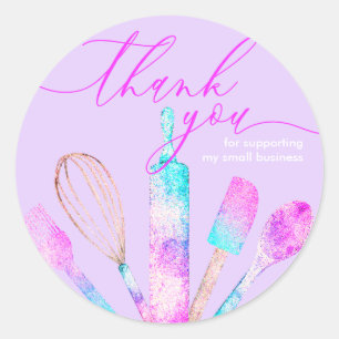 Lila und rosa Konditorei Koch Bäckerei danke Runder Aufkleber