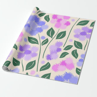 Lila und rosa Kornblumen-Botanik Geschenkpapier