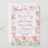 lila und rosa Kosmos Blume Aquarell Einladung (Vorderseite)