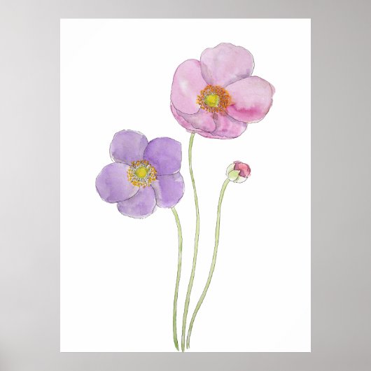 lila und rosa Kosmos-Blume, handgemalt Poster (Vorne)