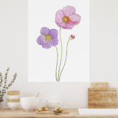 lila und rosa Kosmos-Blume, handgemalt Poster (Küche)