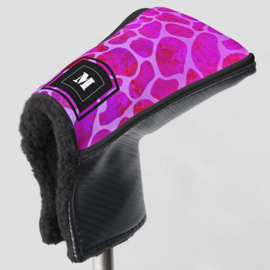 Lila und rosa Leopard Print Monogram Golf Clubs Headcover (3/4 Vorderseite)