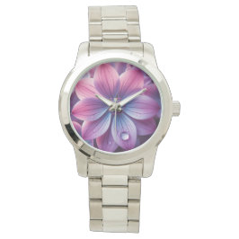 Lila und rosa Lilac-Blume Armbanduhr