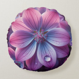 Lila und rosa Lilac-Blume Rundes Kissen