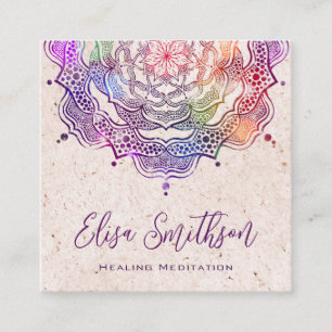 Lila und rosa Mandala Reiki Heilmedizin Quadratische Visitenkarte