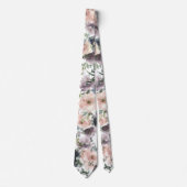 Lila und rosa Mauve Blume Floral Neck Tie Krawatte (Vorderseite)