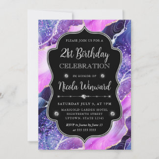Lila und rosa Meerjungfrau Agate Frame Geburtstag Einladung