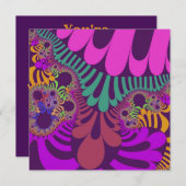 Lila und rosa Mod Einladung (Vorne/Hinten)