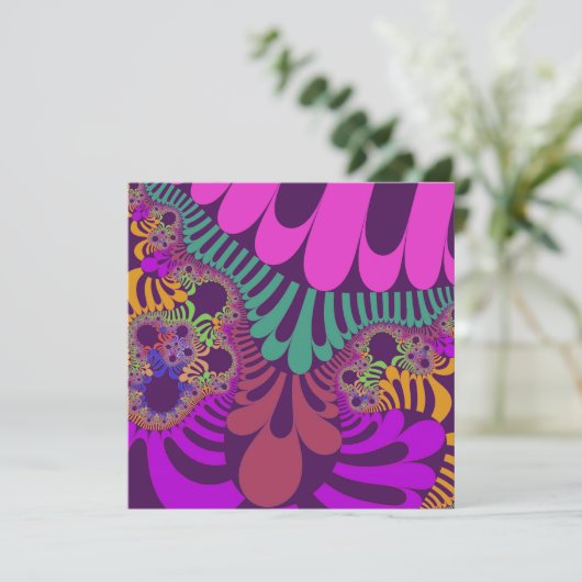 Lila und rosa Mod Einladung (Stehend Vorderseite)