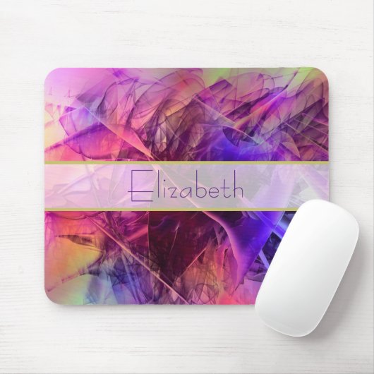 Lila und rosa Modernes Abstraktes Fraktal Design Mousepad (Mit Mouse)