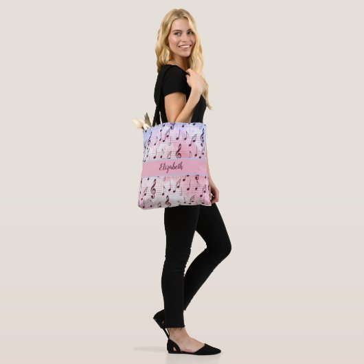 Lila und rosa Musiknote Tasche (Am Model)