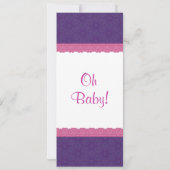 Lila und rosa Muster Girl Babydusche V21 Einladung (Rückseite)