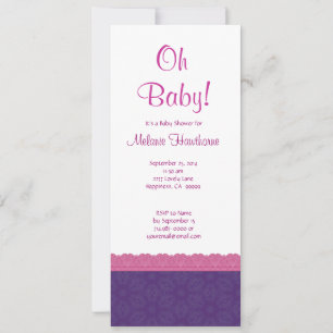 Lila und rosa Muster Girl Babydusche V21 Einladung