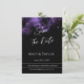 Lila und rosa Nebelkarte Save the Date (Stehend Vorderseite)