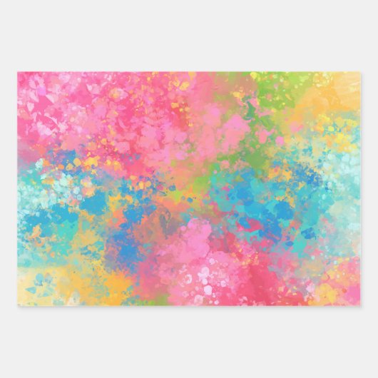 Lila und rosa Paint-Spritzer Geschenkpapier Set (Vorderseite 2)