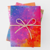 Lila und rosa Paint-Spritzer Geschenkpapier Set (Beispiel)