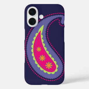 Lila und Rosa Paisley iPhone 16 Hülle