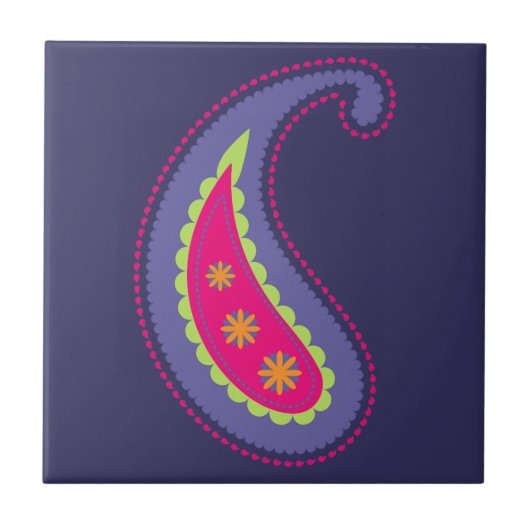 Lila und rosa Paisley Fliese (Vorderseite)