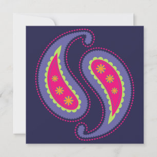Lila und rosa Paisley Karte