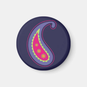 Lila und Rosa Paisley Magnet