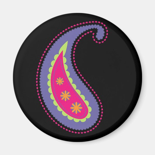 Lila und rosa Paisley Magnet (Vorne)