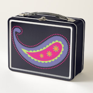 Lila und Rosa Paisley Metall Brotdose