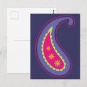 Lila und rosa Paisley Postkarte (Vorne/Hinten)