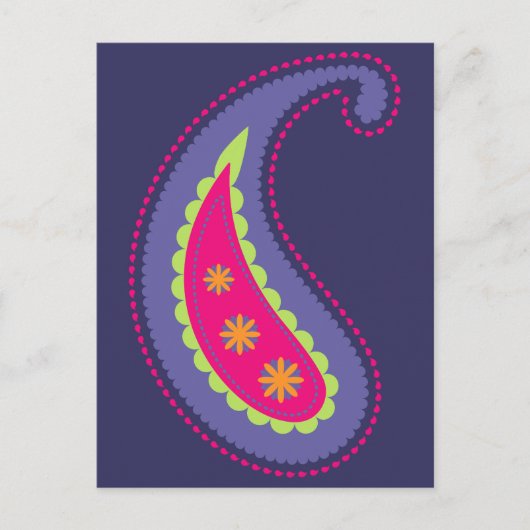 Lila und rosa Paisley Postkarte (Vorderseite)