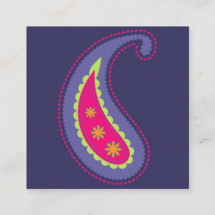 Lila und rosa Paisley Quadratische Visitenkarte