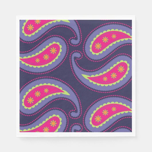 Lila und rosa Paisley Serviette (Vorderseite)