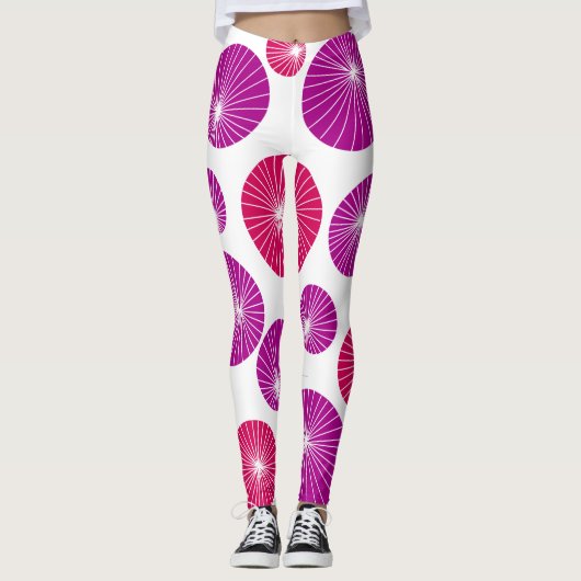 Lila und rosa Pinwheels Leggings (Vorderseite)