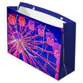 Lila und rosa Riesenrad Große Geschenktüte (Rückseite Schrägansicht)