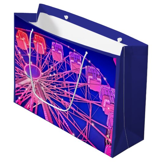 Lila und rosa Riesenrad Große Geschenktüte (Vorderseite Schrägansicht)