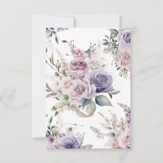 Lila und rosa Rose Blume Beileid Dankeskarte (Rückseite)