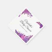 Lila und rosa Rosen. Floral lila Babydusche Serviette (Ecke)