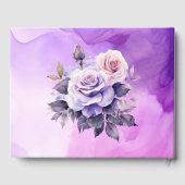 Lila und rosa Rosengarten Hochzeit Gästebuch (Rückseite)