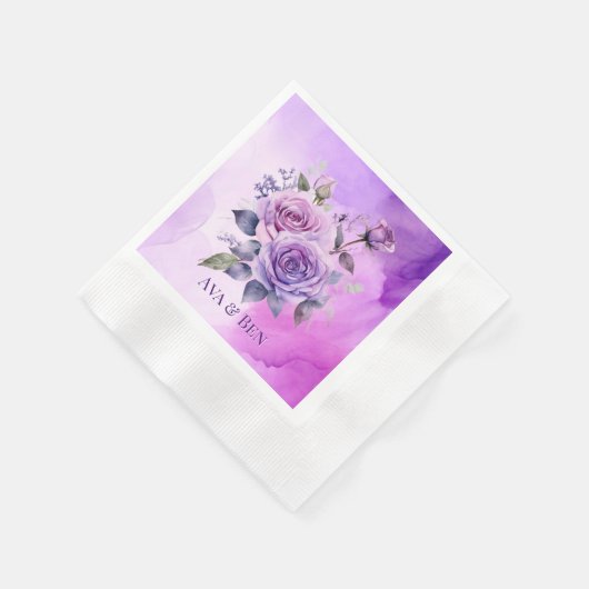 Lila und rosa Rosengarten Hochzeit Serviette (Ecke)
