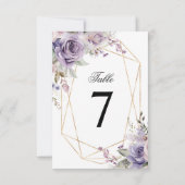 Lila und rosa Rosenhochzeit Tischnummer (Rückseite)