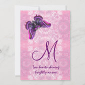 Lila und rosa Schmetterlinge, die Schablone Einladung (Rückseite)