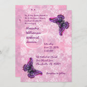 Lila und rosa Schmetterlinge, die Schablone Einladung (Vorne/Hinten)