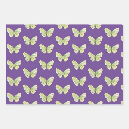 Lila und rosa Schmetterlingsgeschenk Geschenkpapier Set (Vorderseite 3)