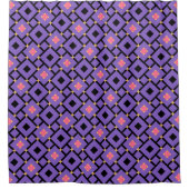 lila und rosa Schwarz-Muster mit Quadraten Duschvorhang (Vorderseite)