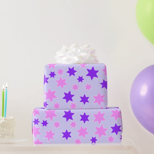 Lila und rosa Sterne Geschenkpapier (Partygeschenke)