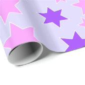 Lila und rosa Sterne Geschenkpapier (Rolleneckpunkt)