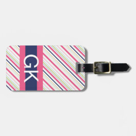 Lila und rosa Streifen-Monogramm-Gepäck-Umbau Gepäckanhänger